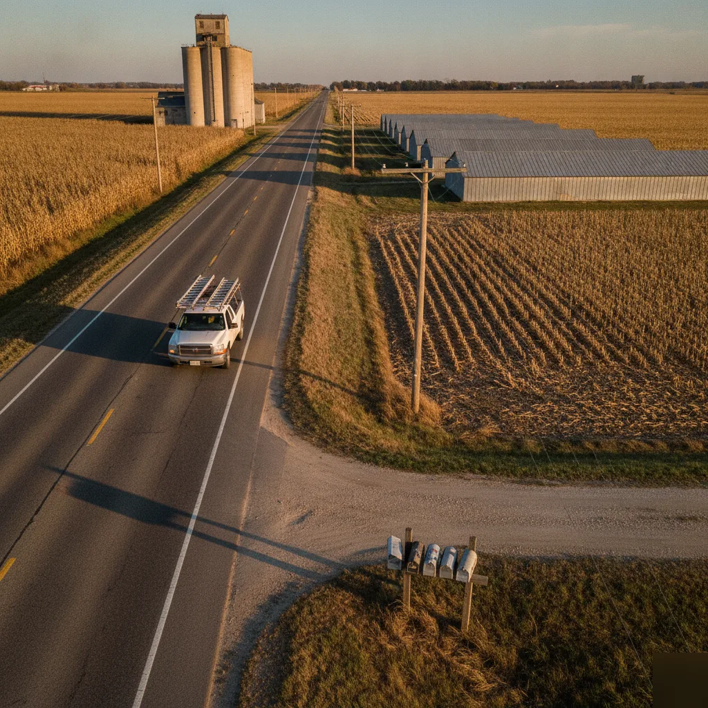 Highway 65 service route through the North Mason City Rural Corridor
