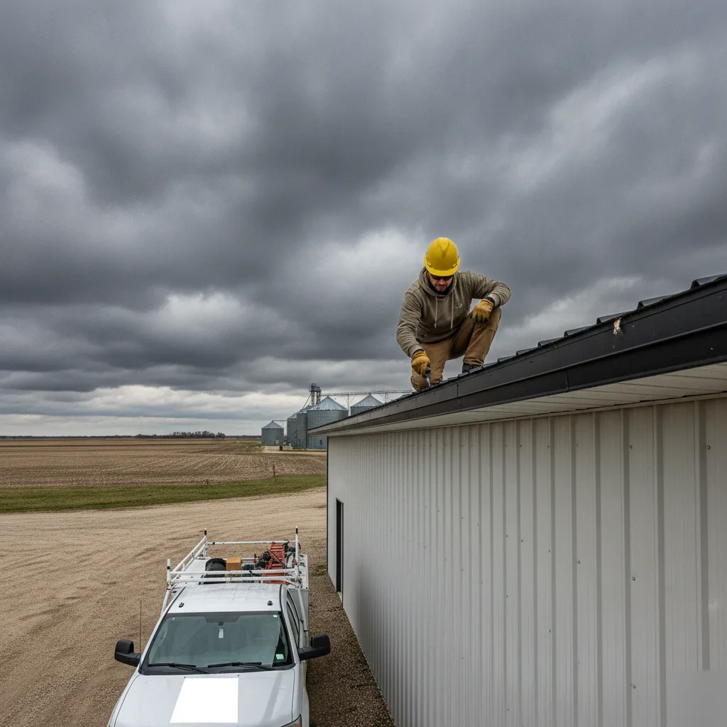 Commercial roof inspection on a low-slope building in the Glenville Corridor near Mason City Iowa