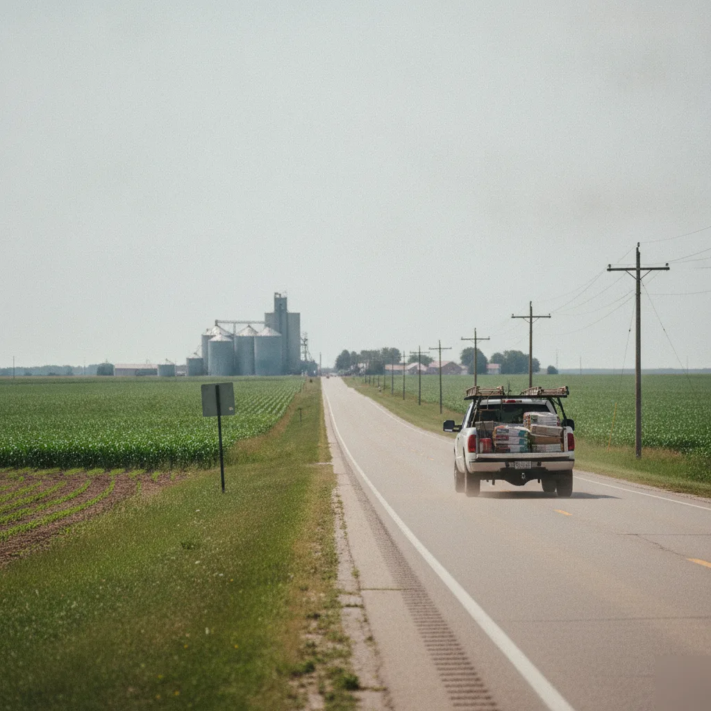 A-1 Roofing Services truck on the route from Kanawha to Mason City Iowa