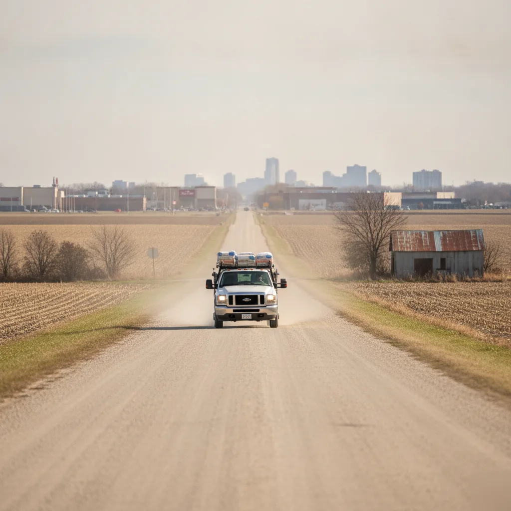 A-1 Roofing Services truck on Rock Falls Road in southeast Mason City Iowa