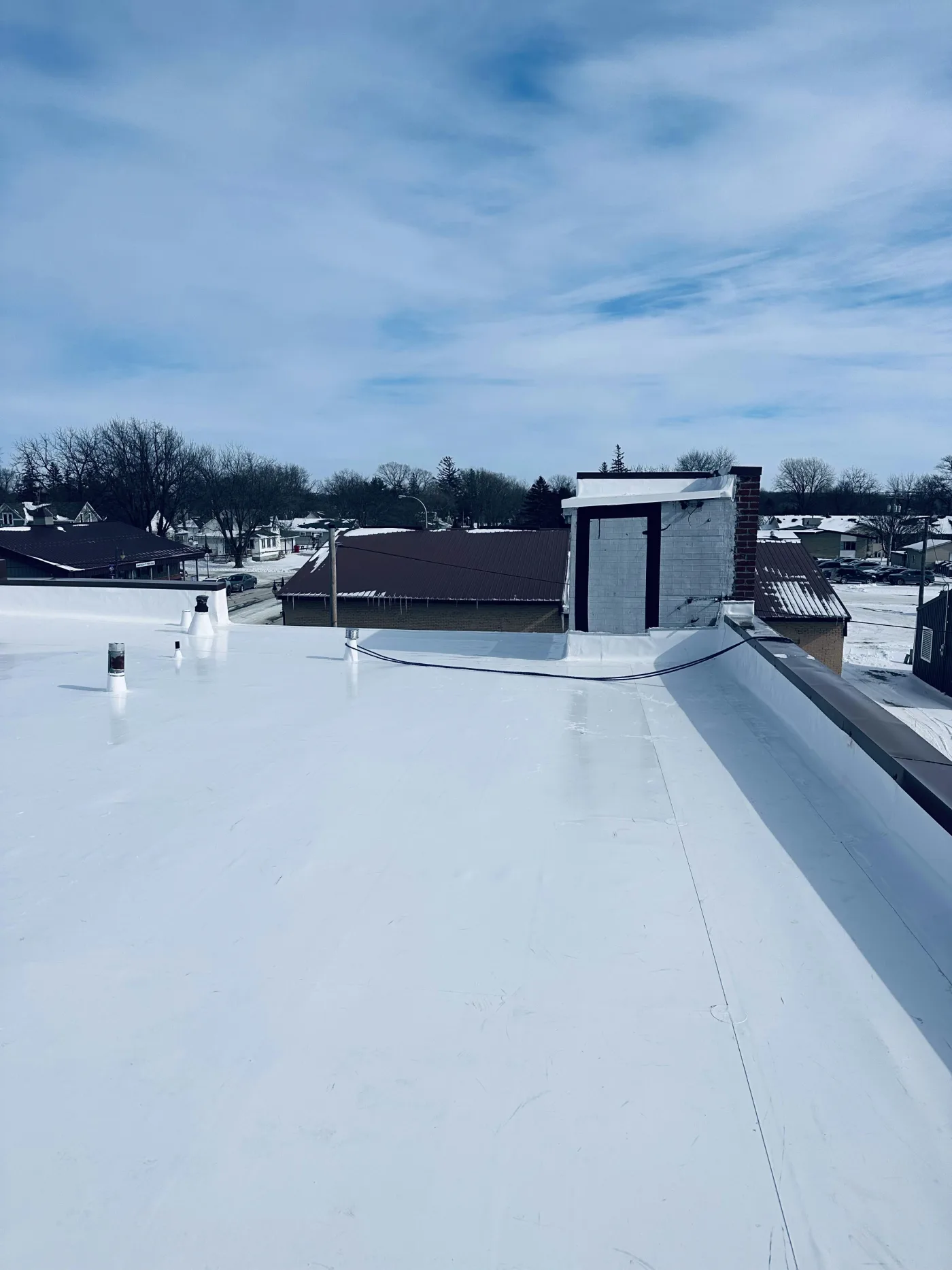PVC membrane installation in progress