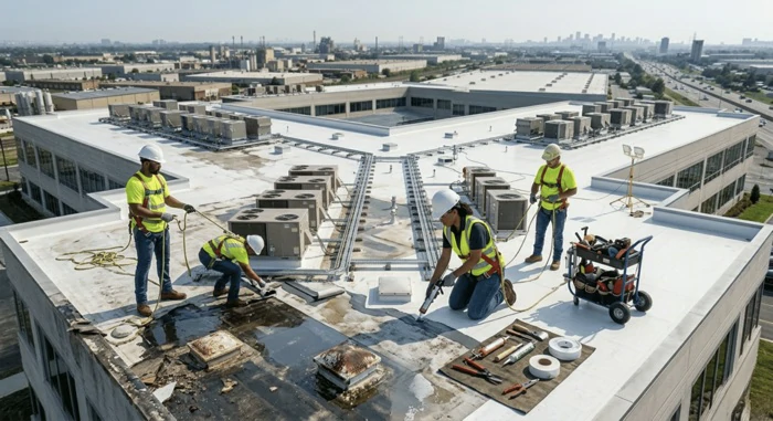 Commercial roof repair in Mason City Iowa