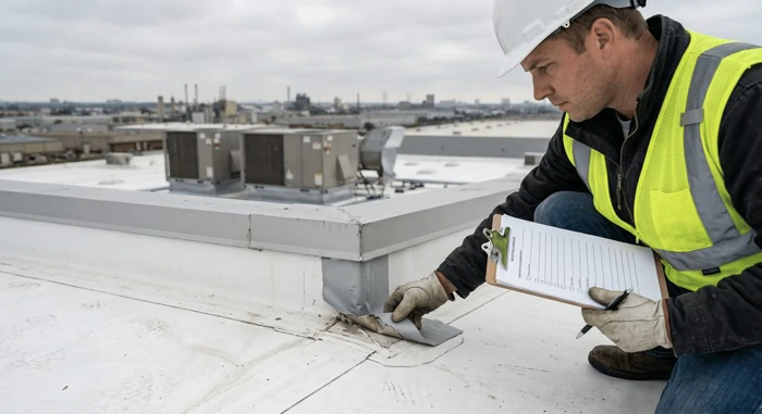 Commercial flat roof system installation in Mason City Iowa