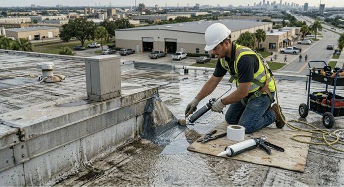 Flat roof membrane repair in Mason City Iowa